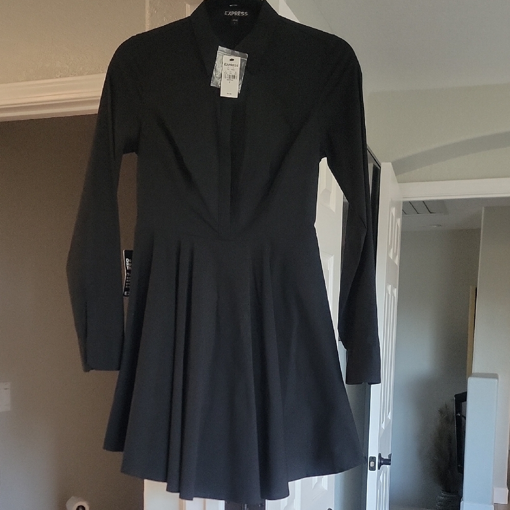 New Express Long Sleeve Shirt Dress, Size 2, XS
